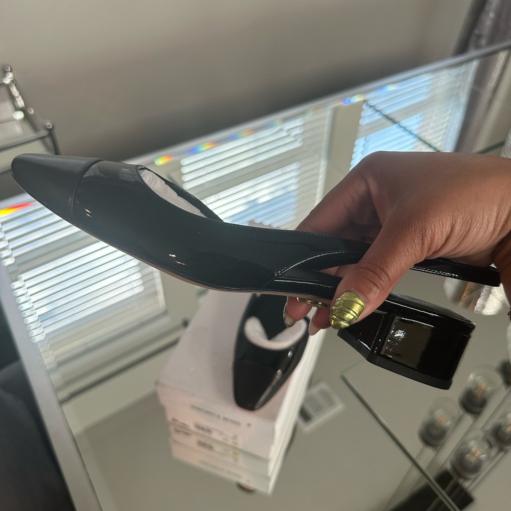 Veronica Beard Black Cecile Mixed Leather Slingback Flats NWT - Picture 8 of 11